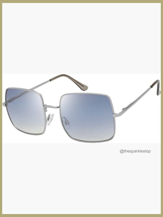 Crystal Square Gradient Metal Sunglasses with UV400 Protection main image 4